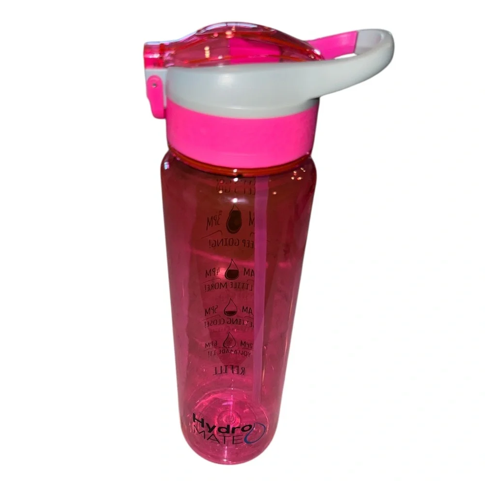 HydroMATE 32 oz Water Bottle with Time Markings Hourly With Straw